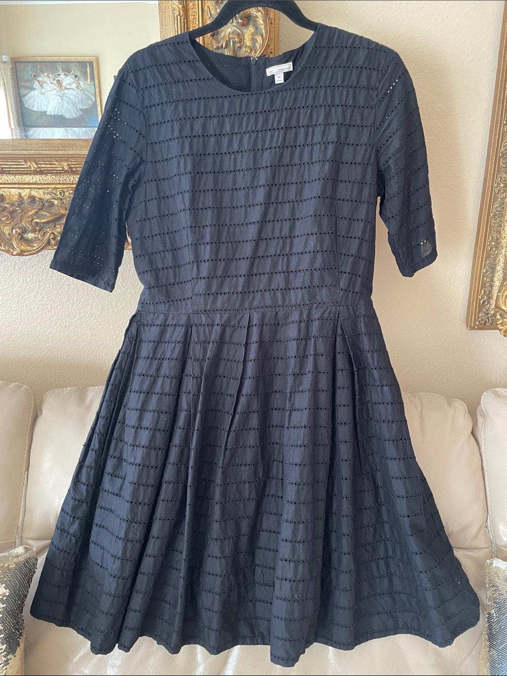 Gap Black Eyelet Fit & Flare Dress